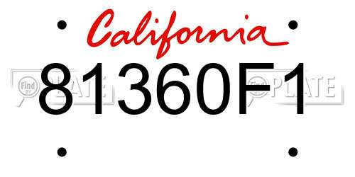 81360F1 California License Plate