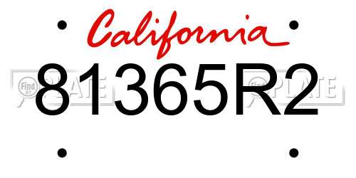 81365R2 California License Plate