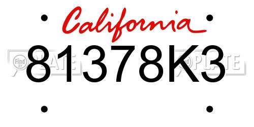 81378K3 California License Plate