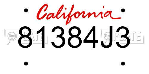 81384J3 California License Plate