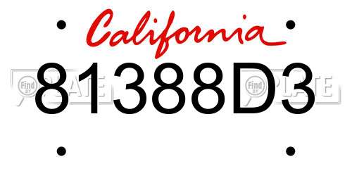 81388D3 California License Plate