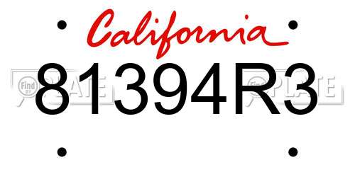 81394R3 California License Plate