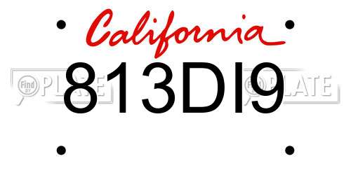 813DI9 California License Plate