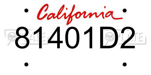 81401D2 California License Plate