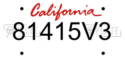 81415V3 California License Plate