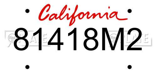 81418M2 California License Plate