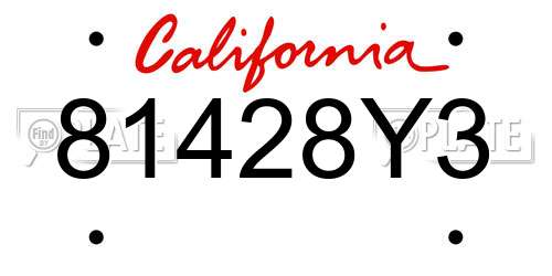 81428Y3 California License Plate