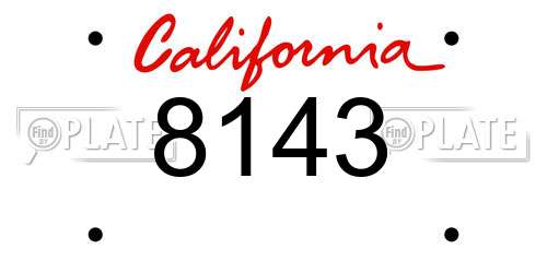 8143 California License Plate