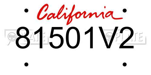 81501V2 California License Plate