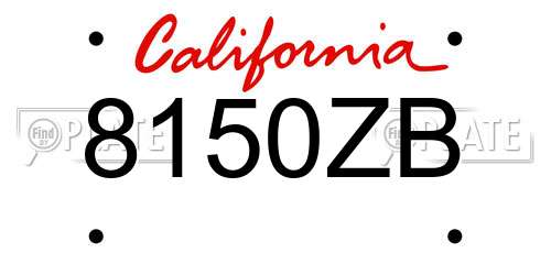 8150ZB California License Plate