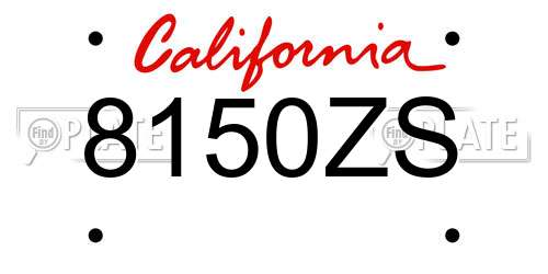 8150ZS California License Plate