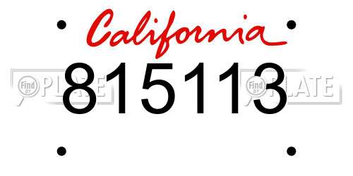 815113 California License Plate