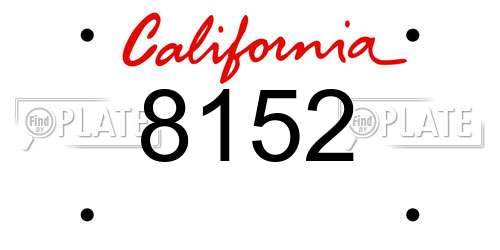 8152 California License Plate