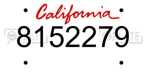 8152279 California License Plate