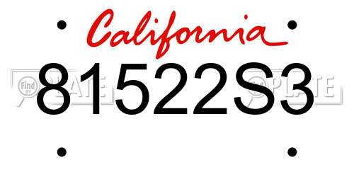 81522S3 California License Plate
