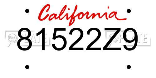 81522Z9 California License Plate