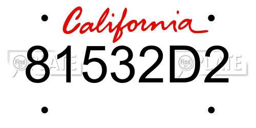 81532D2 California License Plate