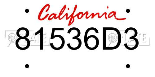 81536D3 California License Plate