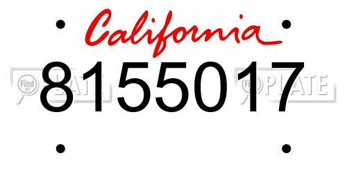 8155017 California License Plate