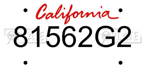 81562G2 California License Plate