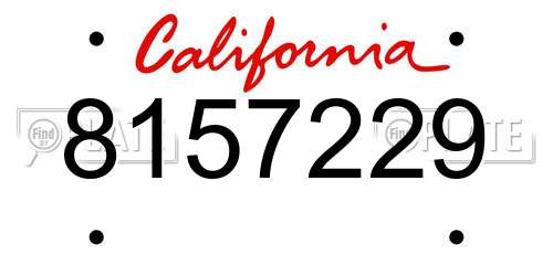 8157229 California License Plate