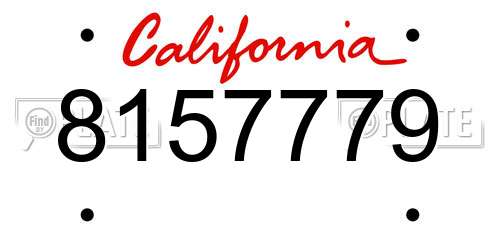 8157779 California License Plate