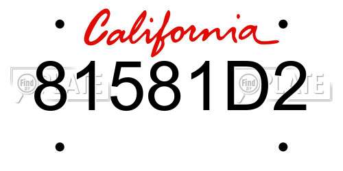 81581D2 California License Plate