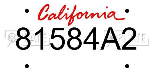 81584A2 California License Plate
