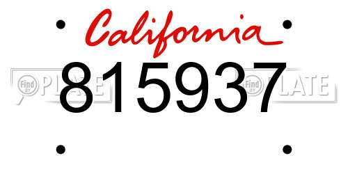 815937 California License Plate