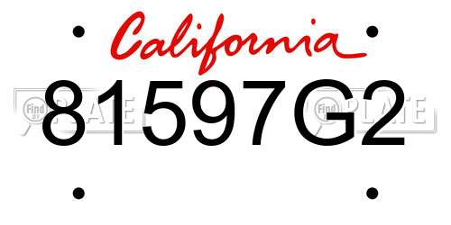 81597G2 California License Plate