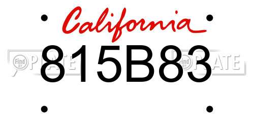 815B83 California License Plate