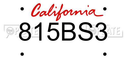 815BS3 California License Plate