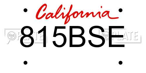 815BSE California License Plate