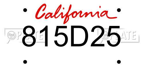 815D25 California License Plate