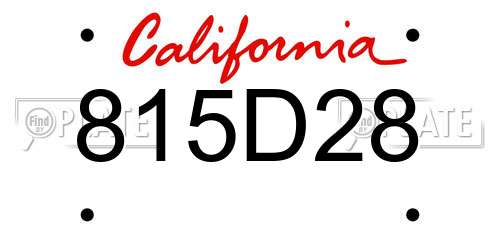 815D28 California License Plate