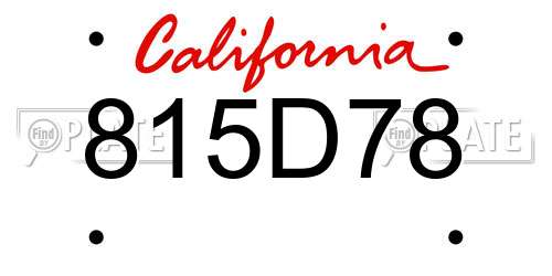 815D78 California License Plate