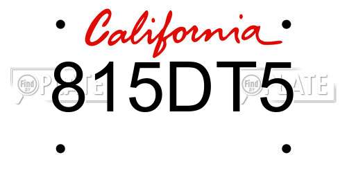 815DT5 California License Plate