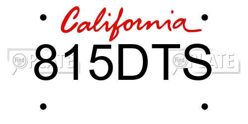 815DTS California License Plate
