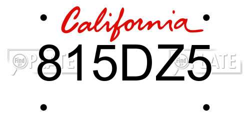 815DZ5 California License Plate