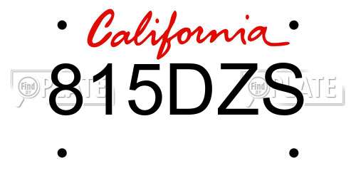 815DZS California License Plate