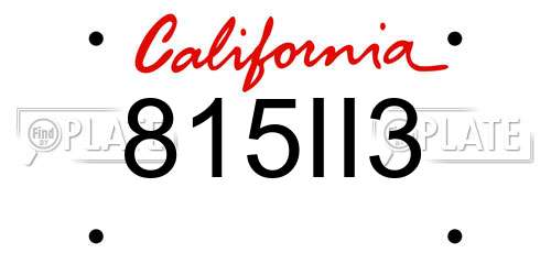 815II3 California License Plate