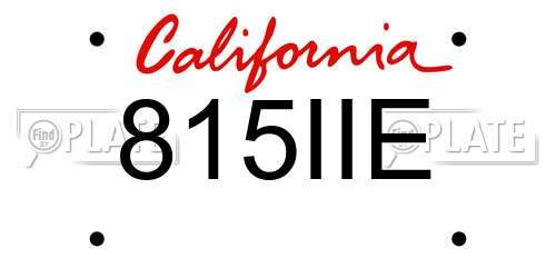 815IIE California License Plate