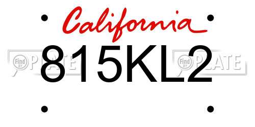 815KL2 California License Plate