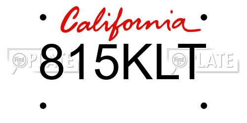 815KLT California License Plate