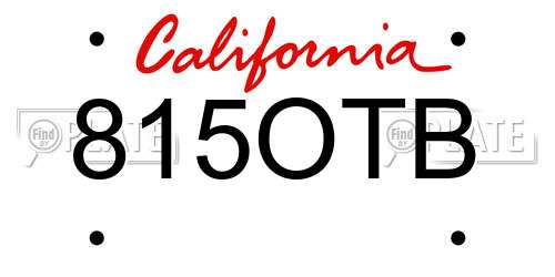 815OTB California License Plate