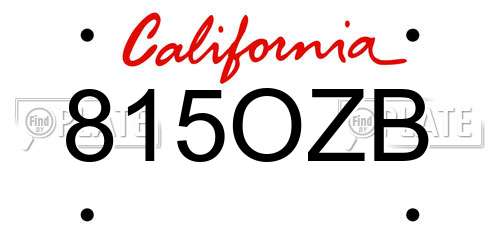 815OZB California License Plate