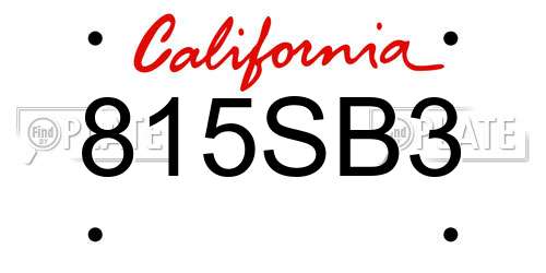815SB3 California License Plate