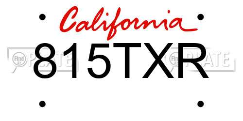 815TXR California License Plate