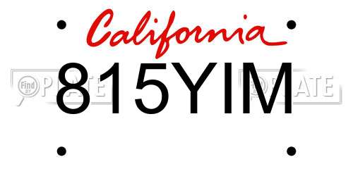 815YIM California License Plate