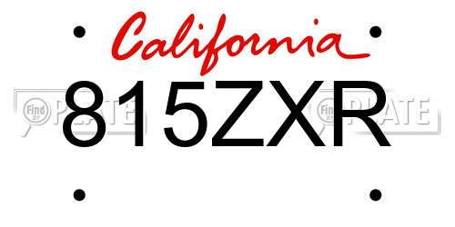 815ZXR California License Plate